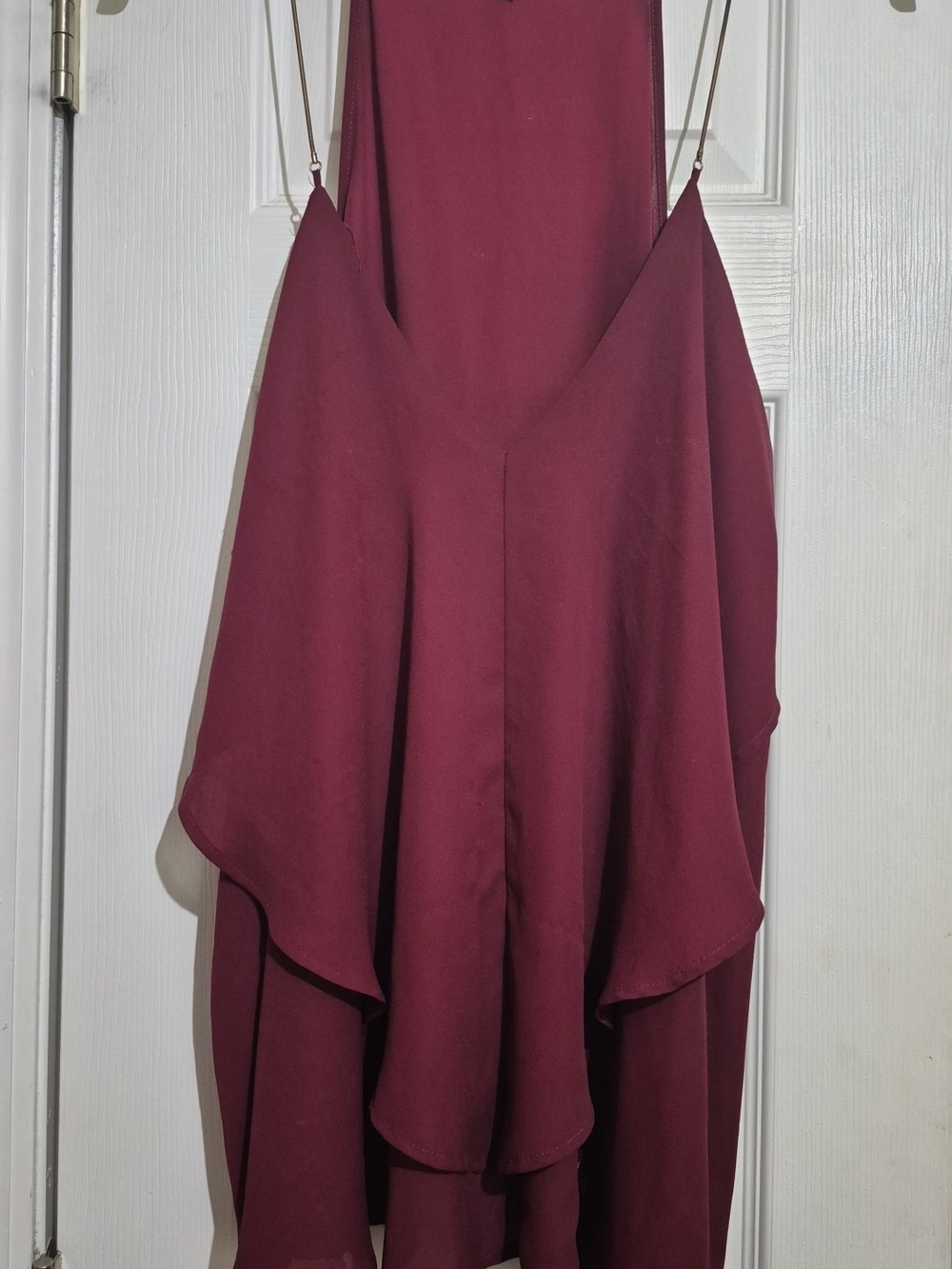 New Charlotte Russe 2x Women's Wine High-Low Layered Blouse Has Gold Straps